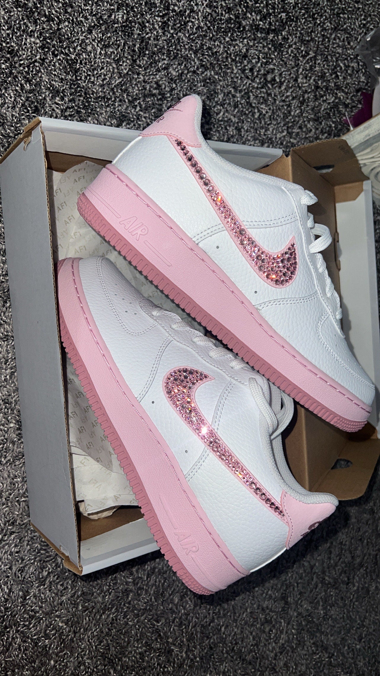 Pink airforce 1s with Swarvoski crystals