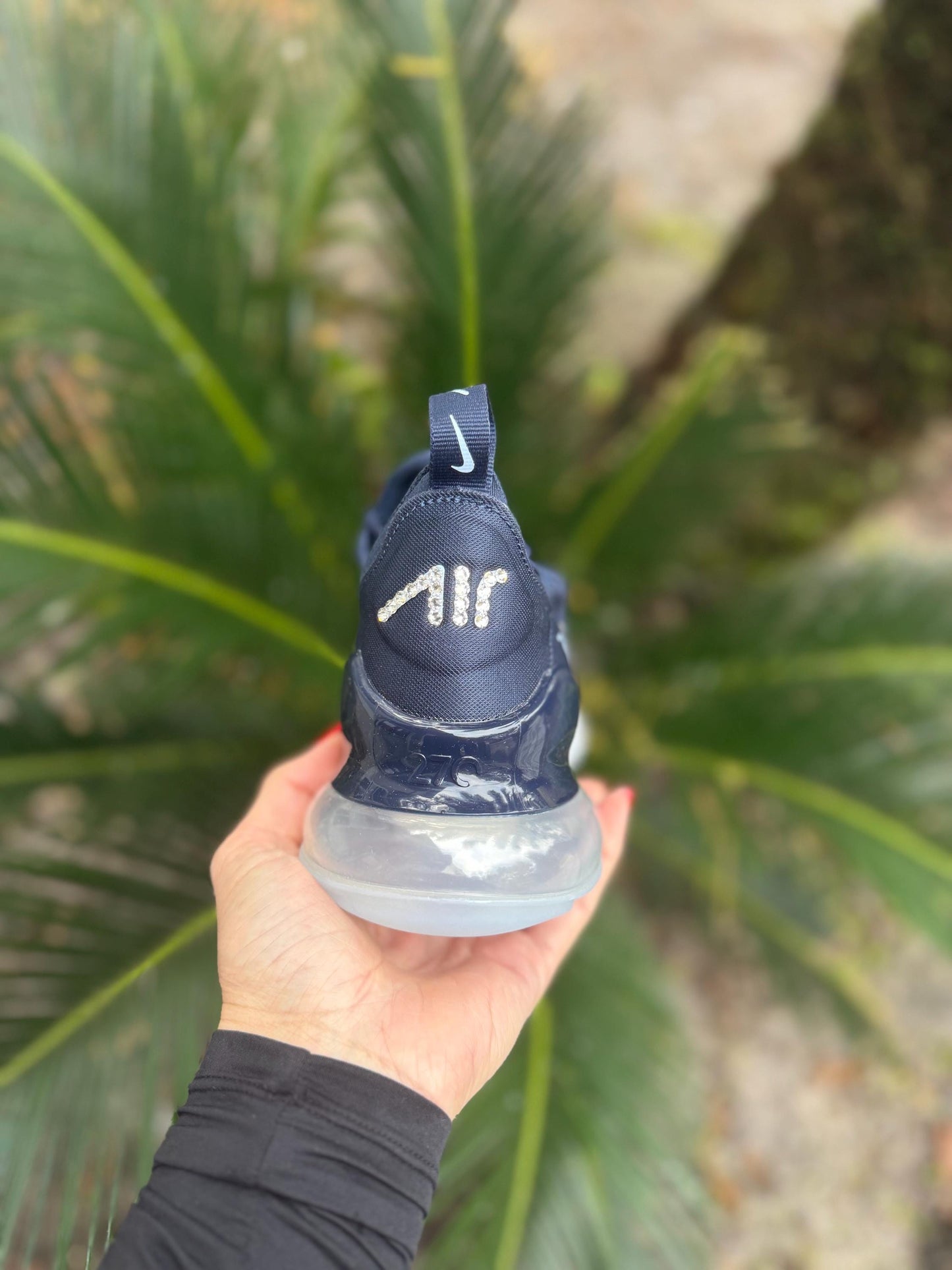 Authentic Navy AIRMAX 270 with Swarvoski crystals