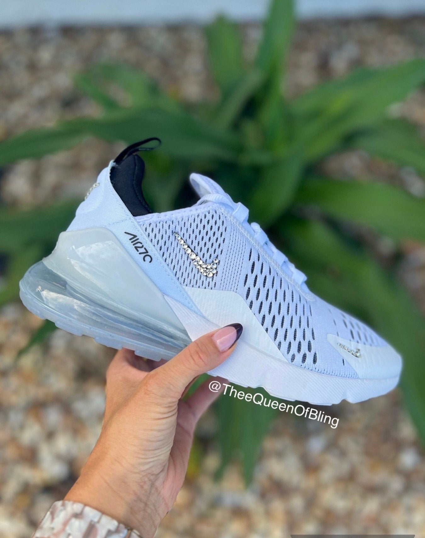 White Swarvoski air max 270 for women