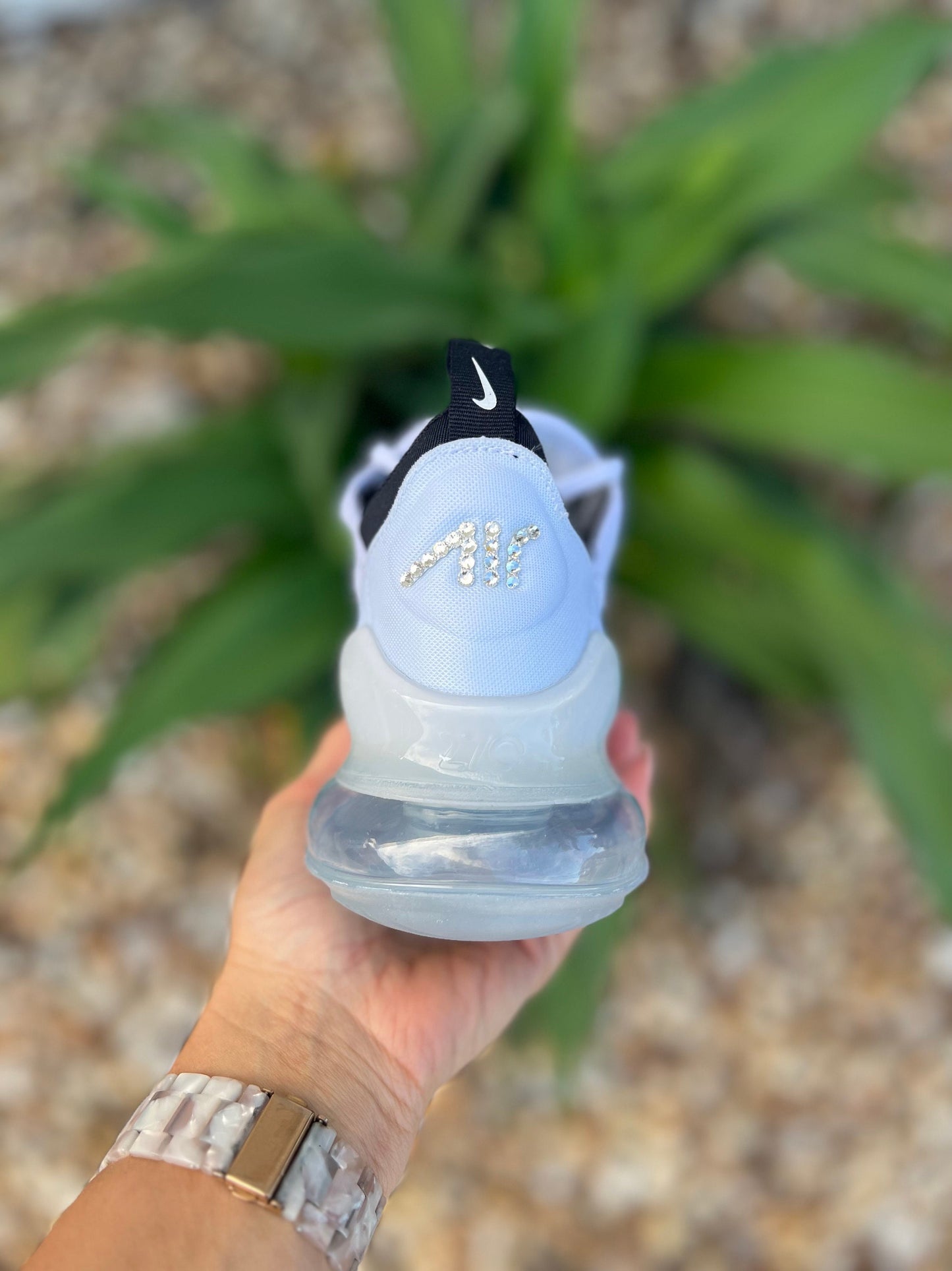 White Swarvoski air max 270 for women