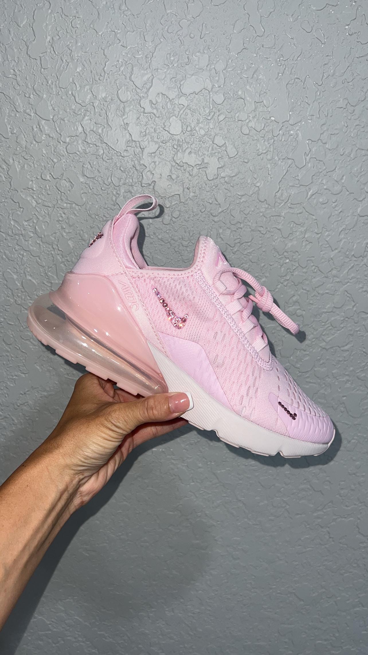 Baby pink air max 270 with Swarvoski Crystals, Baby pink airmax 270 , Women’s Air max 270