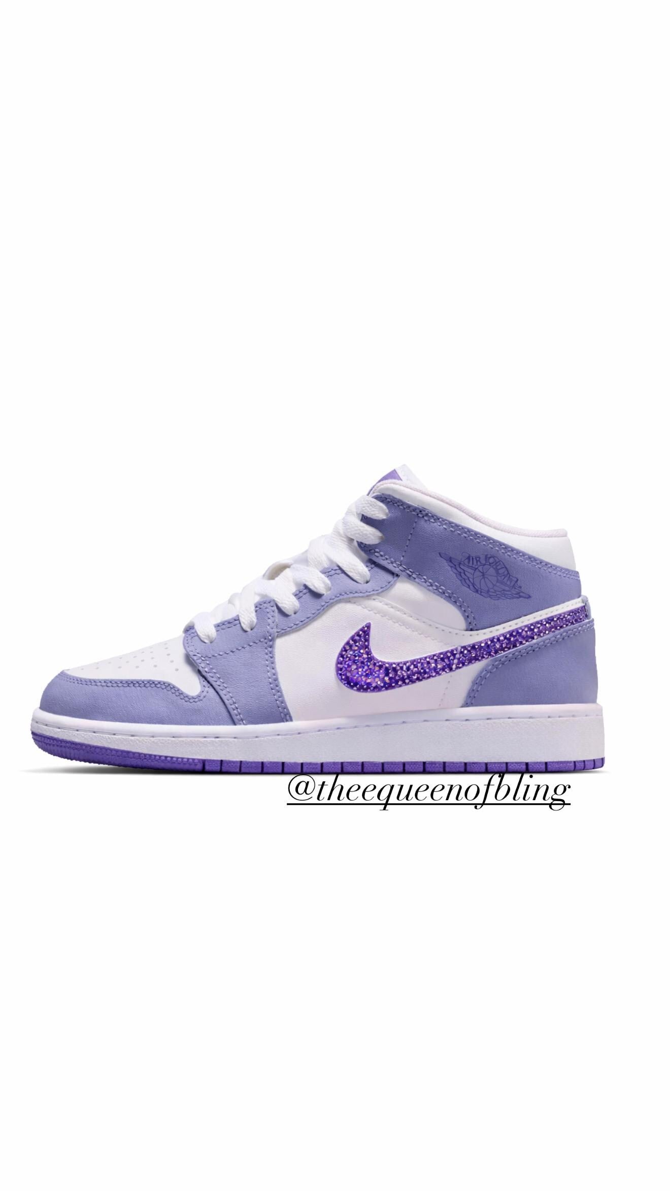 New!!! Bling purple Jordan 1 mids with Swarvoski crystals