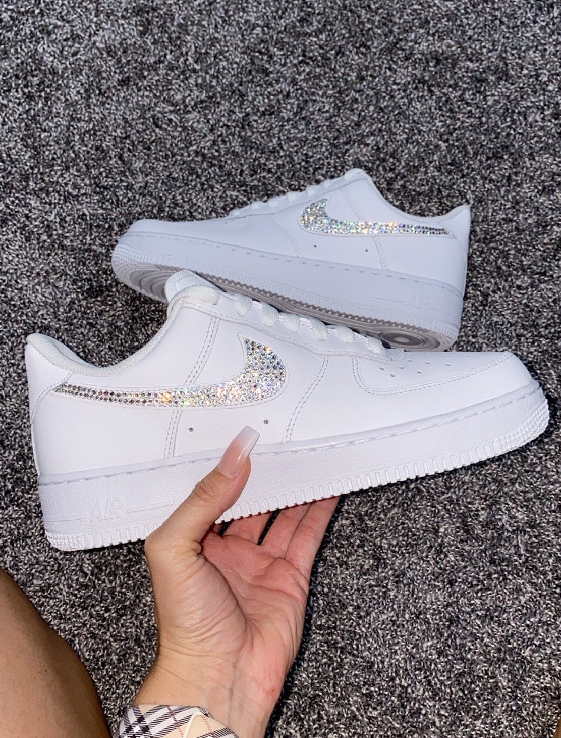 Womens Nike Airforce 1s with Swarvoski crystals, custom airforce ones, custom airforce 1s