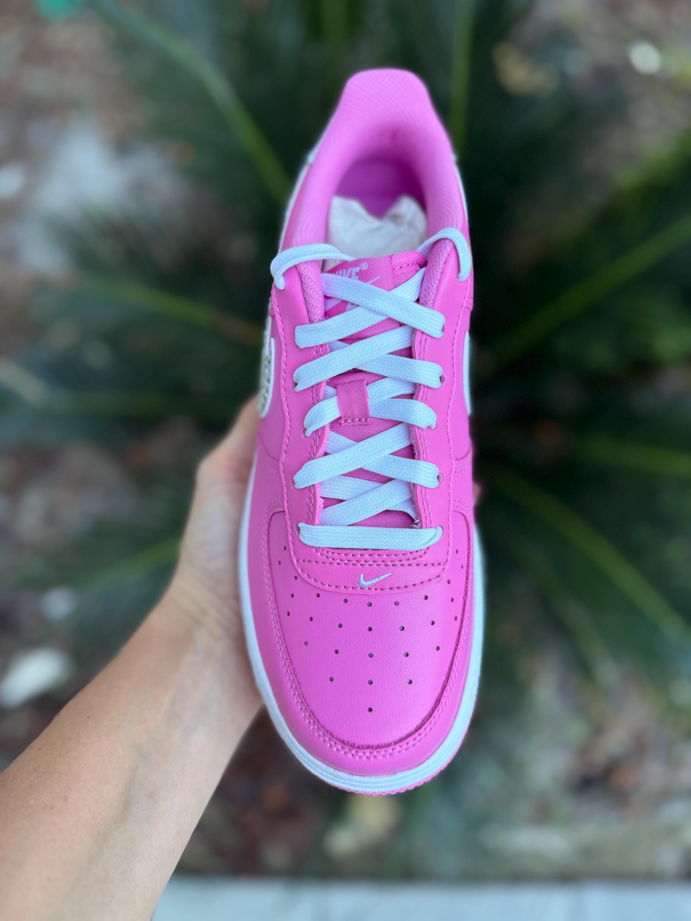 Hot Pink Air Force 1: Women's Sneakers with Swarovski Crystals