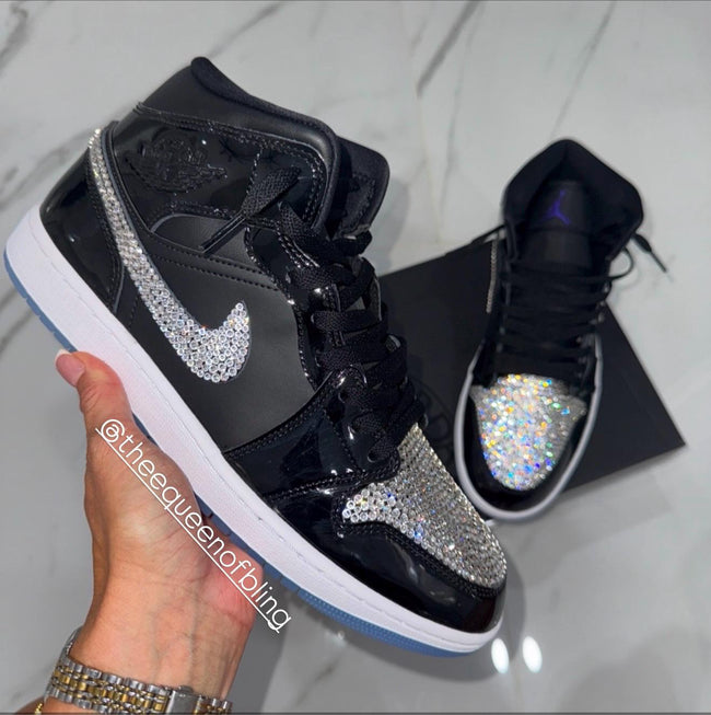 Womens Swarvoski Air Jordan 1 Mid shoes Hover Image