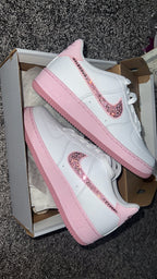 RARE* pink and white  airforce 1s with Swarvoski crystals