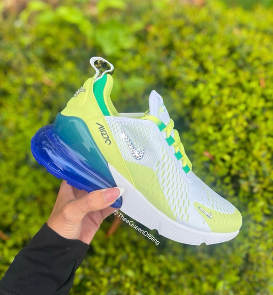 Yellow/blue Air max 270 with Swarvoski crystals