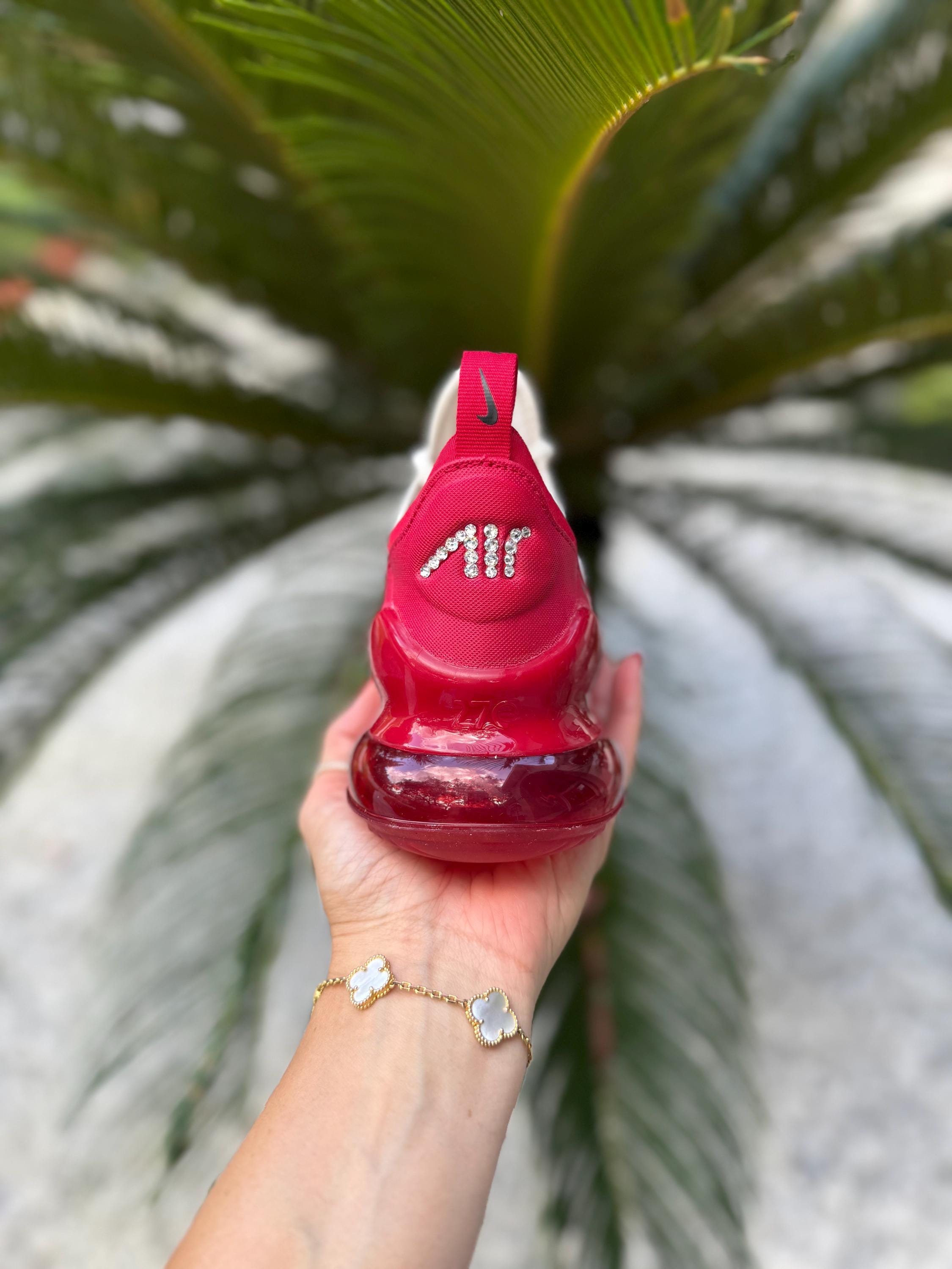 RARE Womens Bling Sail Gym Red AIRMAX 270