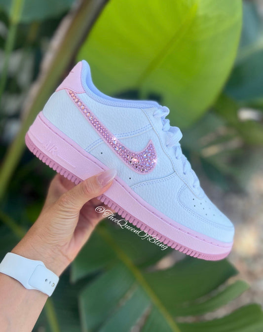 Pink airforce 1s with Swarvoski crystals