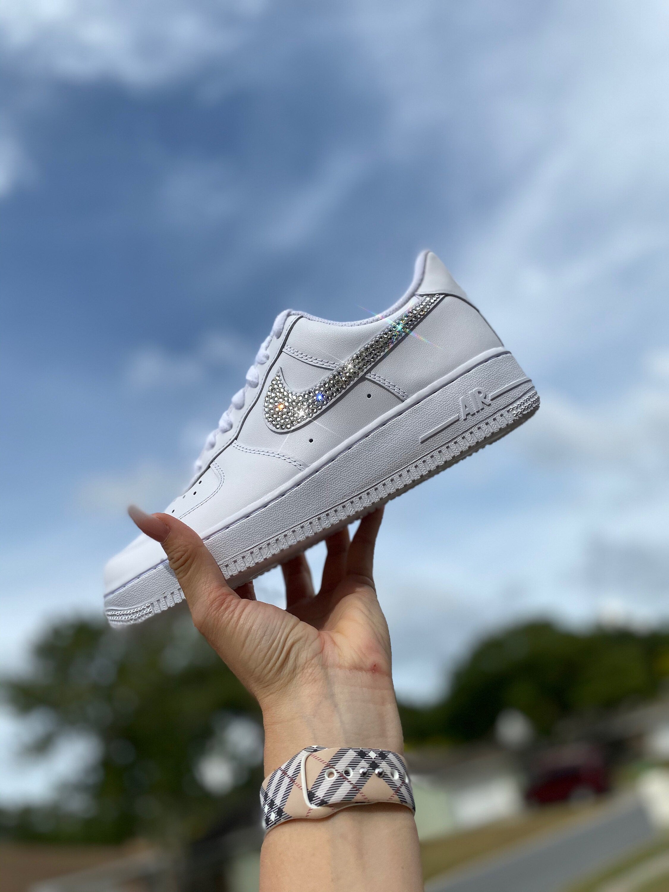 Womens Nike Airforce 1s with Swarvoski crystals, custom airforce ones, custom airforce 1s