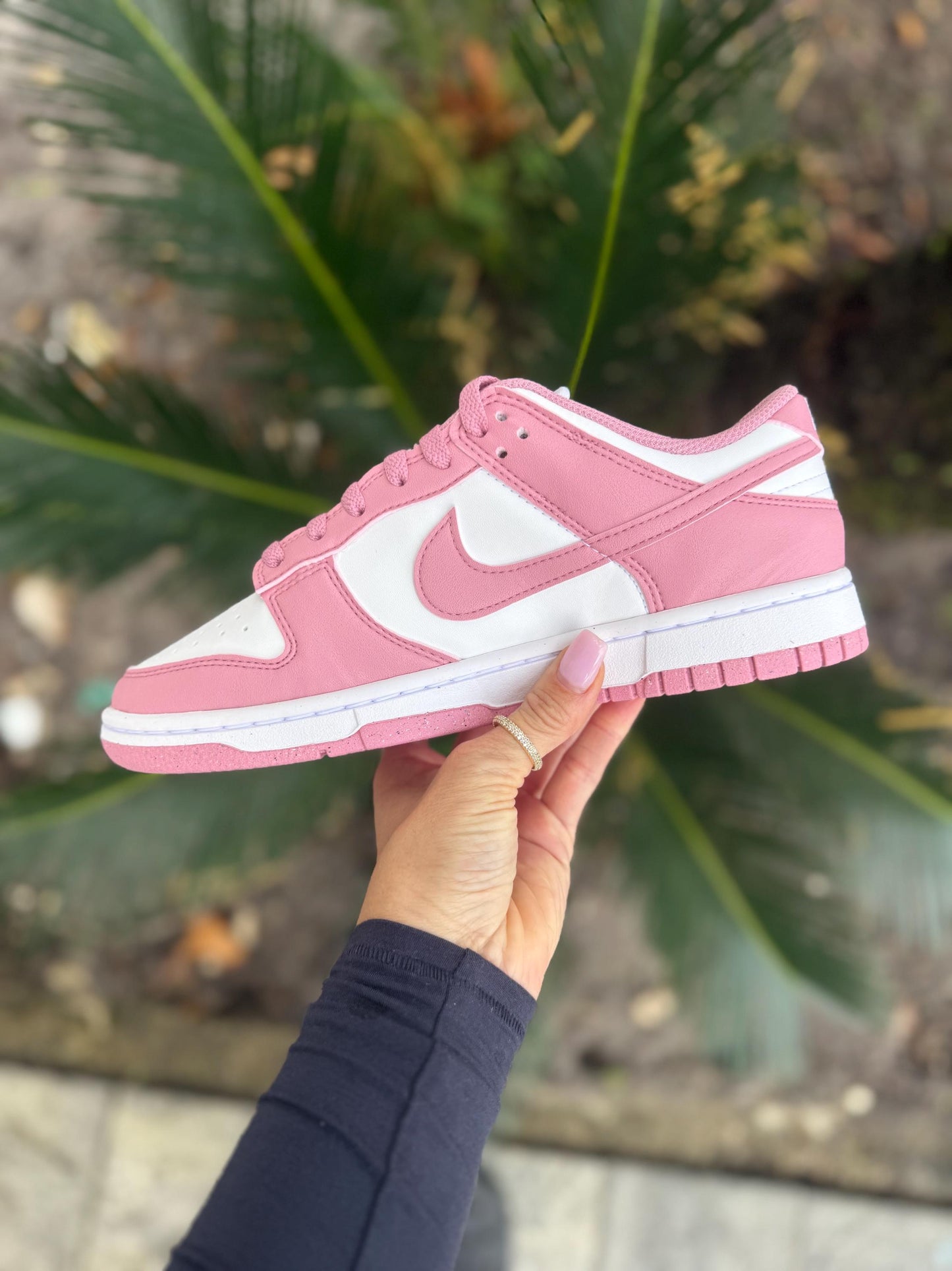 Womens pink dunk low with Swarovski crystals