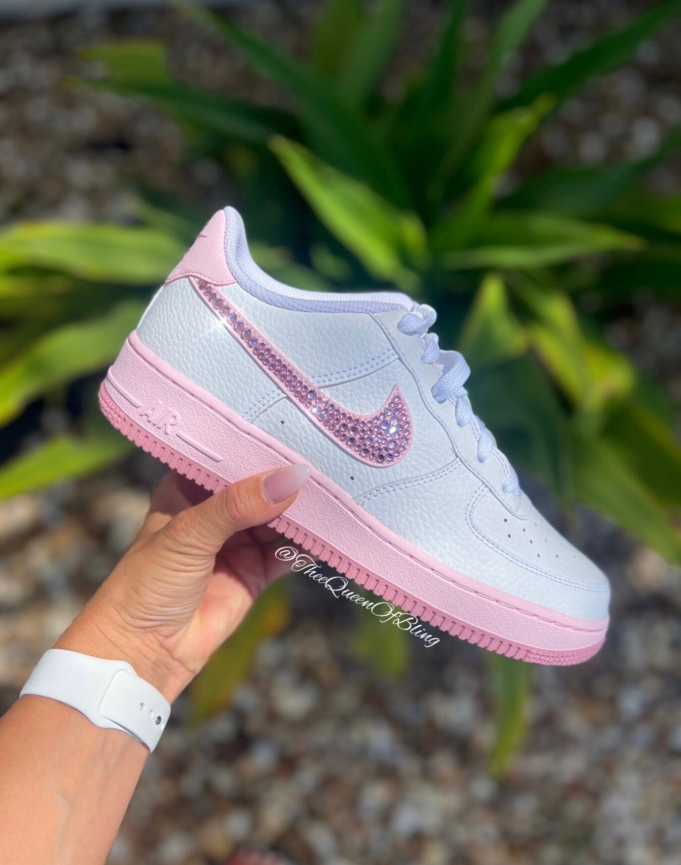 Pink airforce 1s with Swarvoski crystals