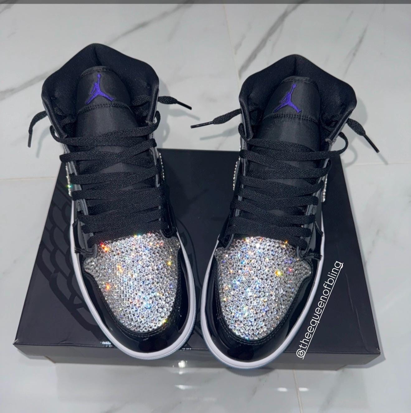 Womens Swarvoski Air Jordan 1 Mid shoes