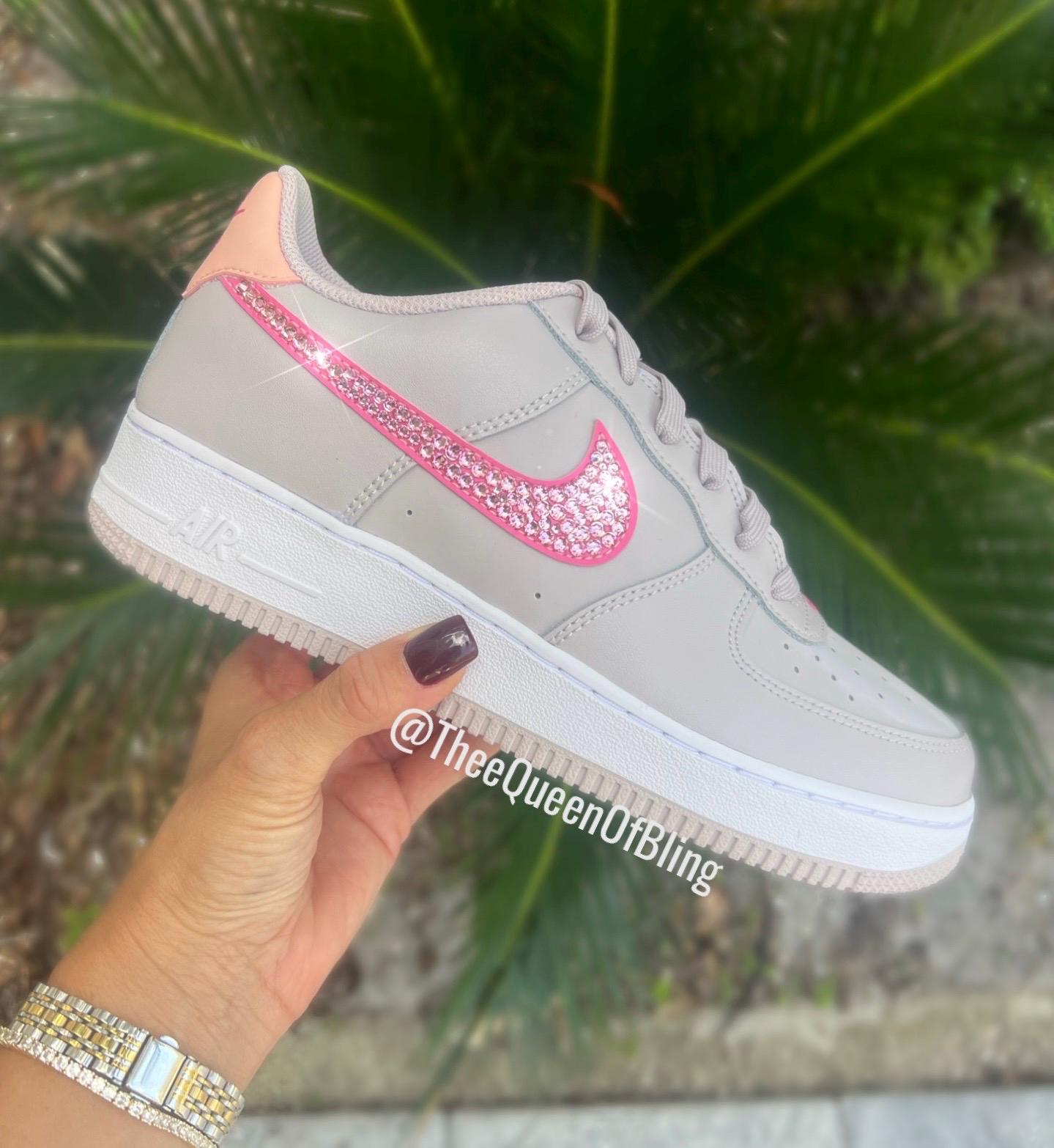 Swarovski Crystal Air Force 1: Pink Bling Sneakers, Size 8.5