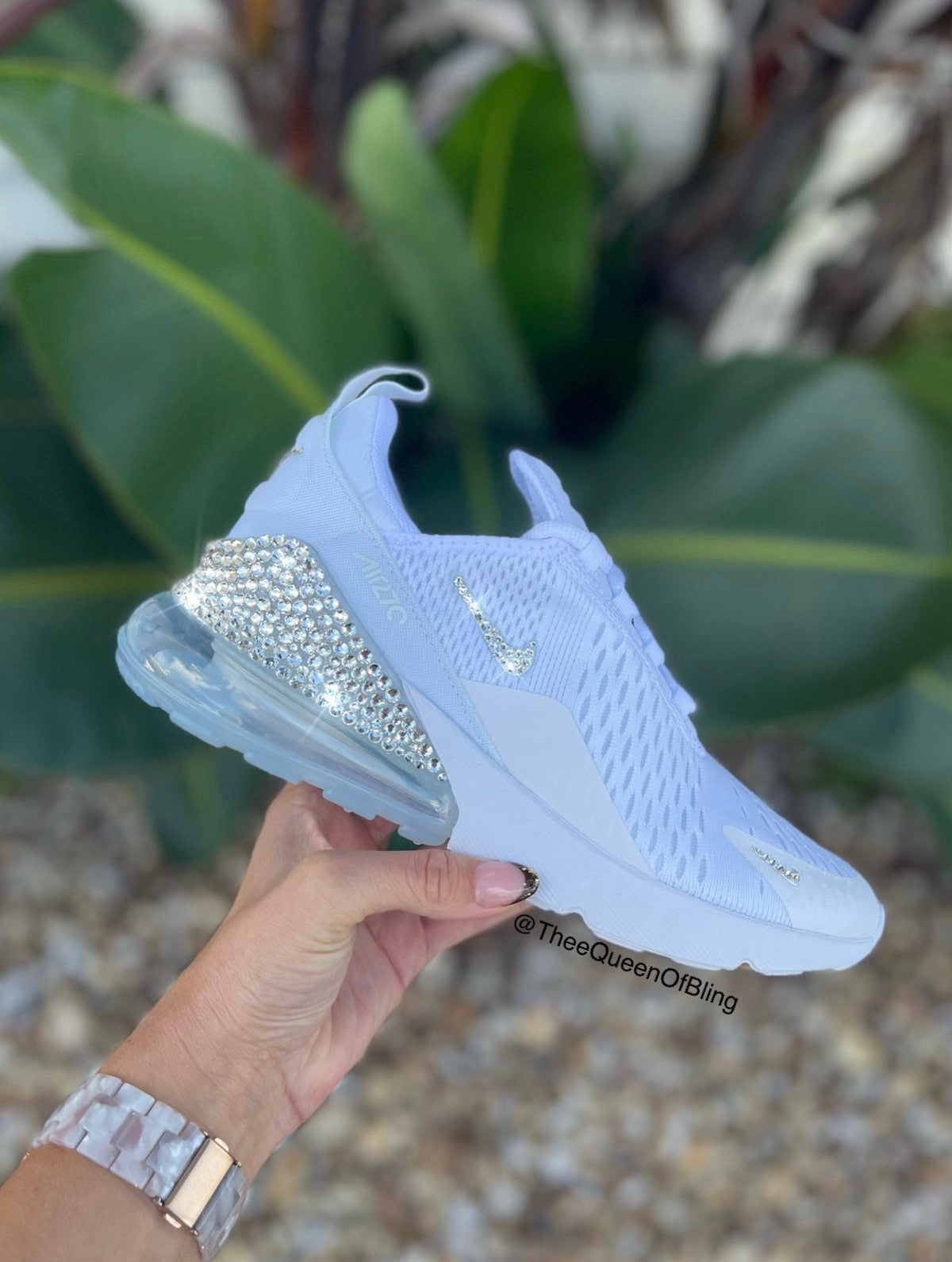 Women’s WHITE  Air max 270 with Swarvoski crystals