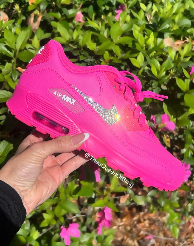 Crystal  Air Max 90, Hot Pink Bling Sneakers Main Image