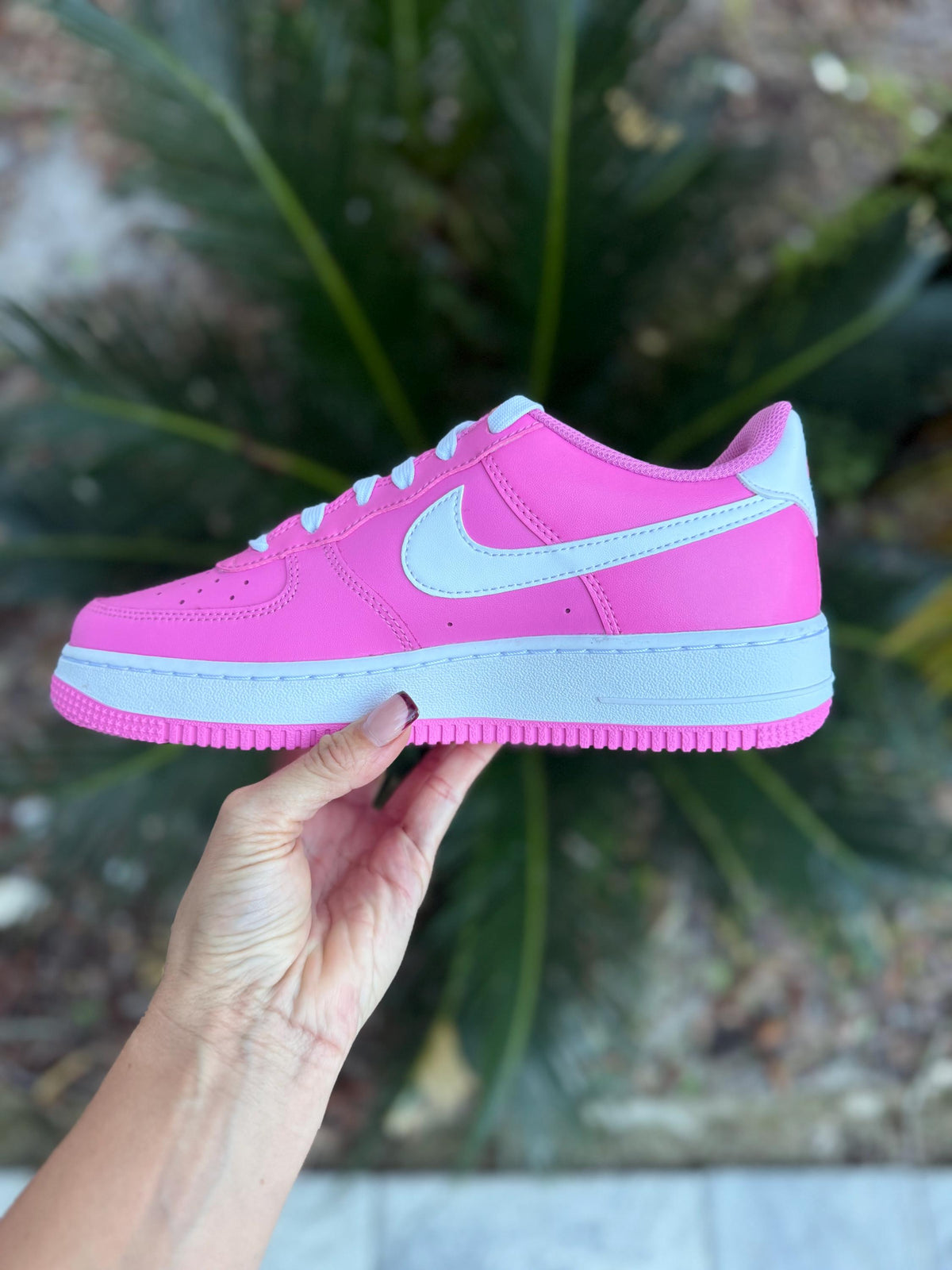 Hot Pink Air Force 1: Women's Sneakers with Swarovski Crystals