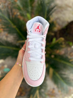 Bling pink and white toddler/kids/womens Jordan 1 mids