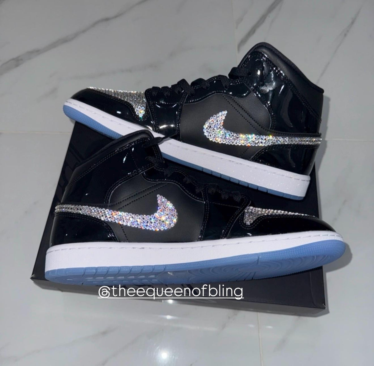 Womens Swarvoski Air Jordan 1 Mid shoes