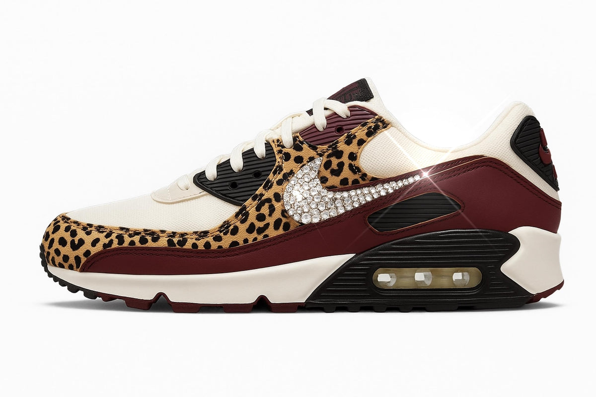 RARE Swarvoski  air max 90 women- black sail/burgundy crush