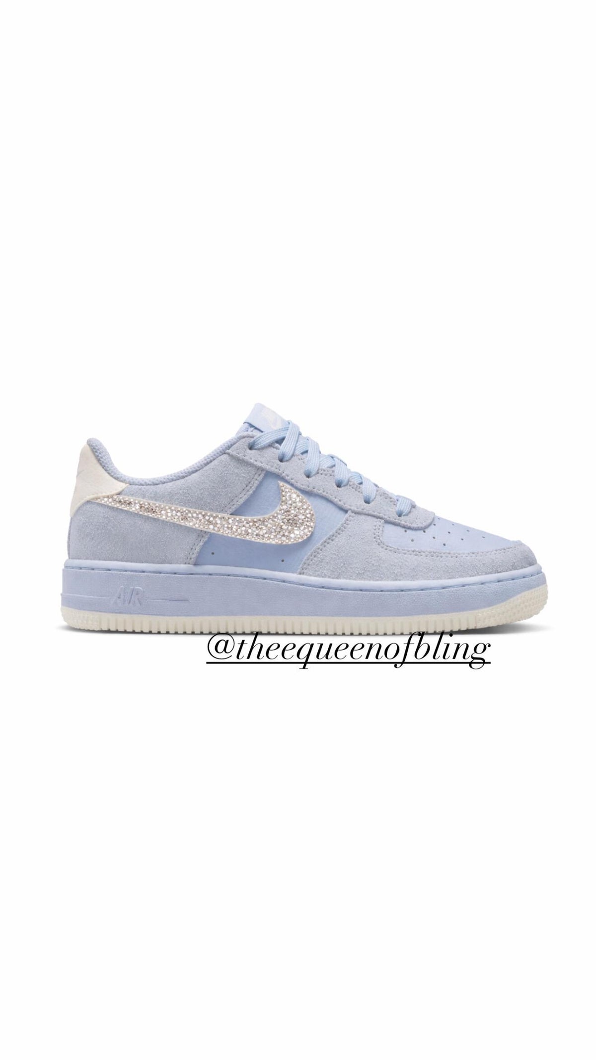Baby blue airforce 1s with Swarovski® Crystals