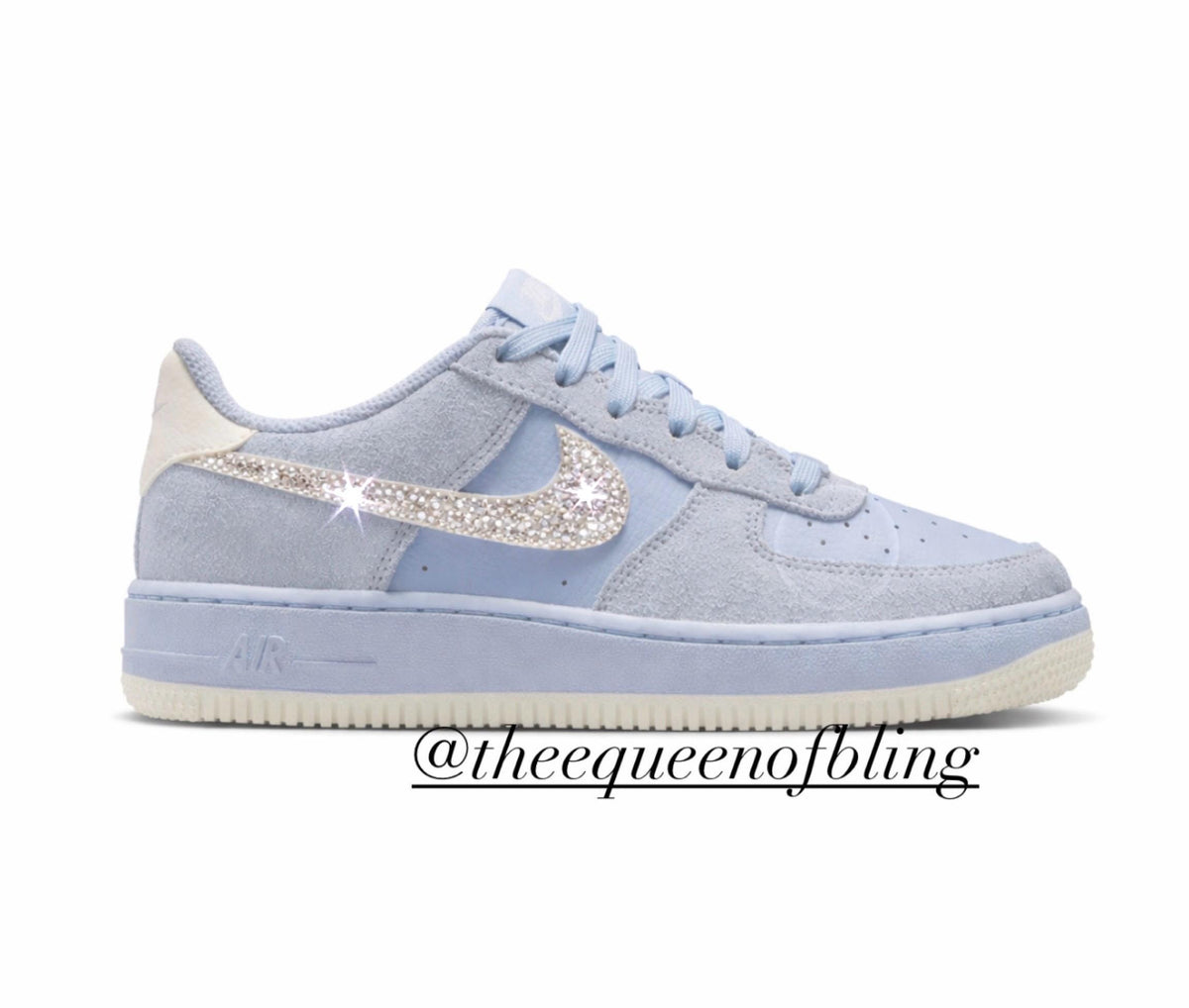 Baby blue airforce 1s with Swarovski® Crystals
