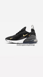Black and gold womens AIRMAX 270 with gold Swarvoski crystals