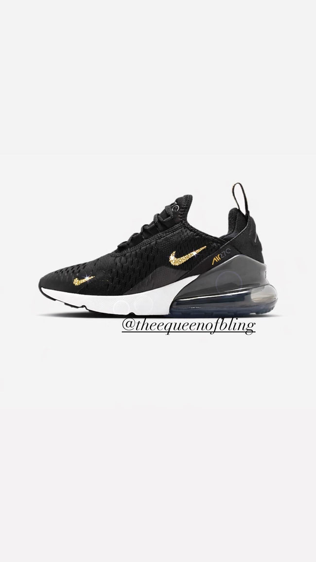 Black and gold womens AIRMAX 270 with gold Swarvoski crystals Main Image