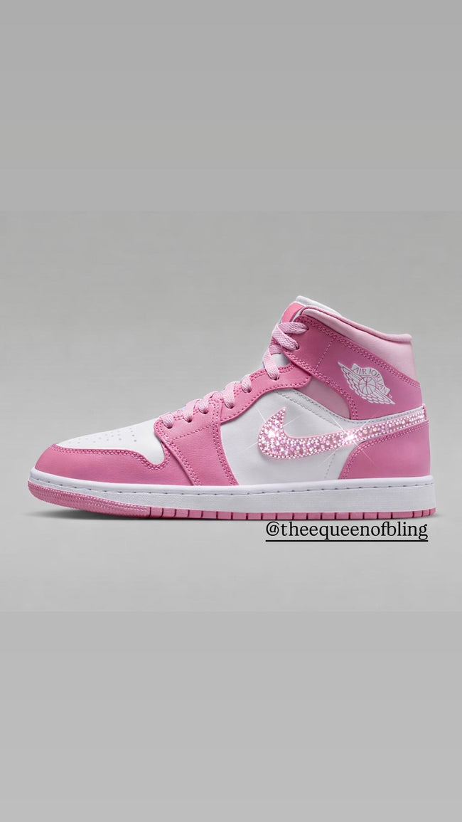 New! Womens Air Jordan 1 mid with Swarovski crystals Main Image