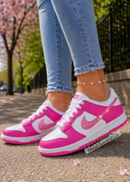 Custom bling hot pink dunks with Swarvoski crystals