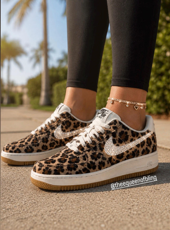 Womens leopard airforce 1 with Swarvoski crystals Hover Image