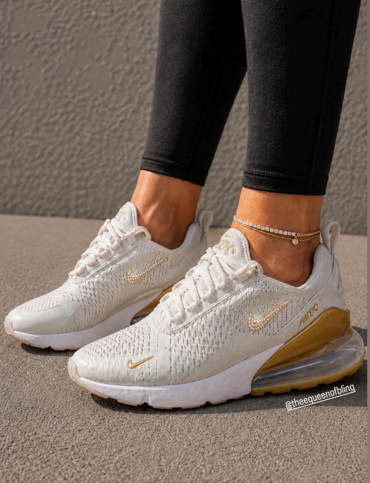 NEW!  Cream and gold Swarvoski  air max 270 for women