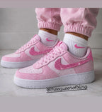 Womens bling pink denim Air Force 1, Swarovski Crystal Accents