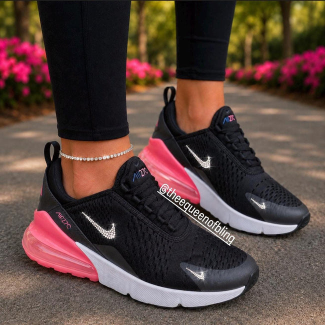 Womens pink and black bling AIRMAX 270 with Swarvoski crystals Hover Image