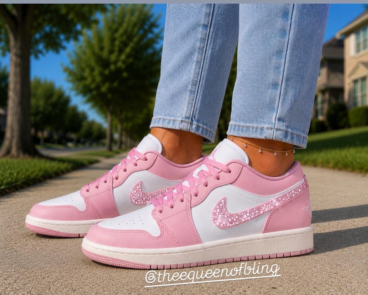 New! Womens Air Jordan 1 low with  Swarovski crystals