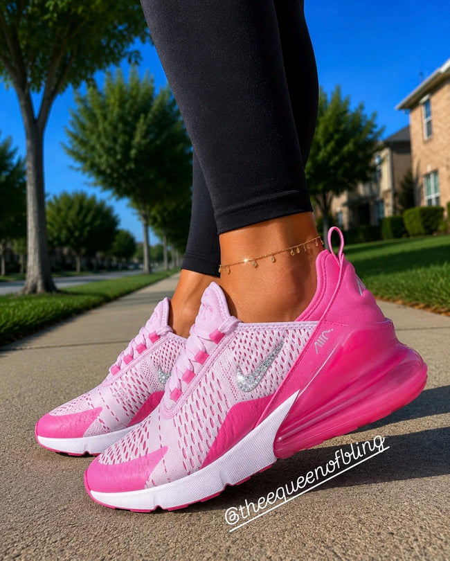 NEW! Triple pink girls/Women bling hot pink AIRMAX 270 Hover Image