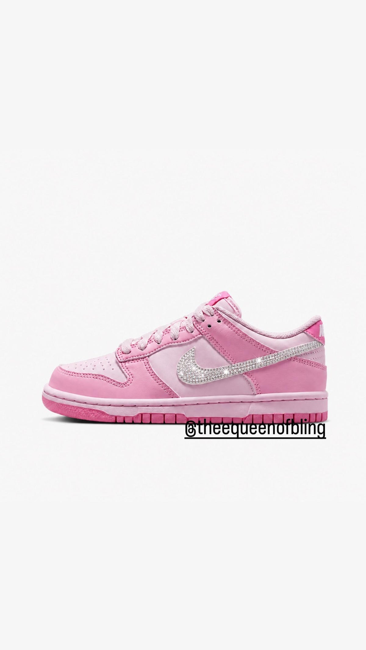 Custom bling  pink dunks with Swarvoski crystals
