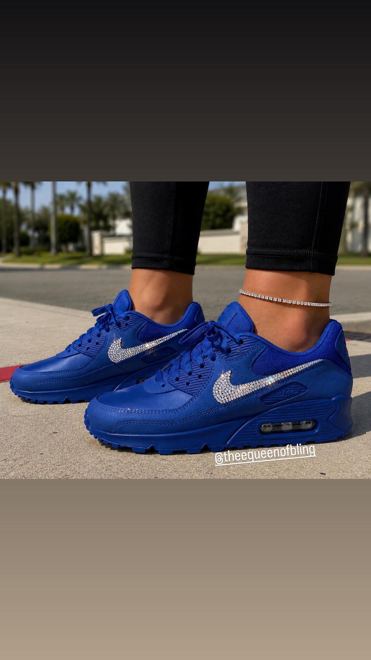 Womens blue air max 90 women with Swarvoski crystals