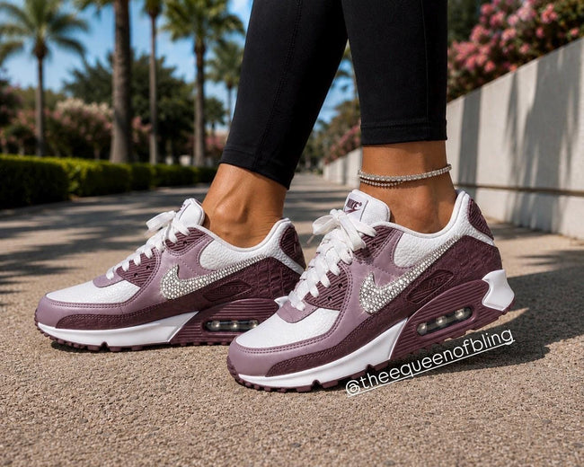 Womens burgundy bling air max 90 Hover Image