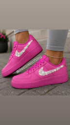 Custom hot pink airforce ones with crystals