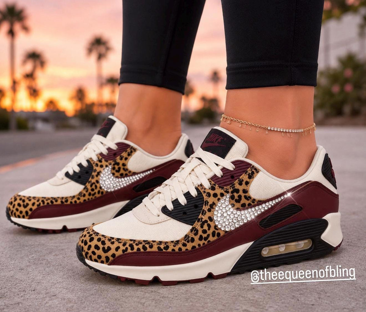 RARE Swarvoski  air max 90 women- black sail/burgundy crush