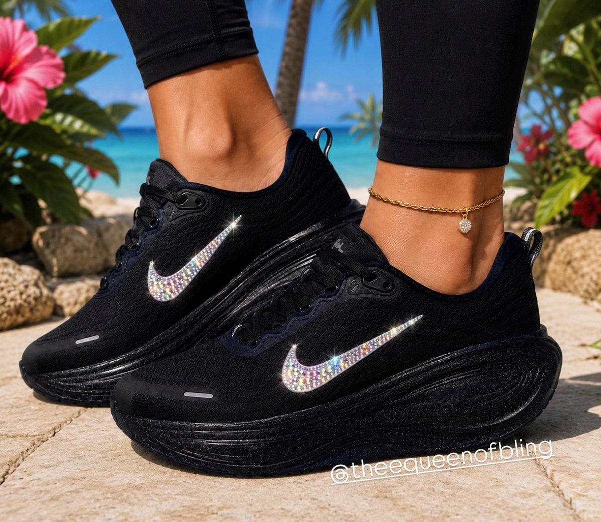 NEW!  Womens black Vomero Plus  with Crystal AB Swarvoski crystals