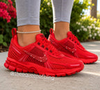 Womens Red Bling Zoom Vomero 5 with Swarvoski crystals