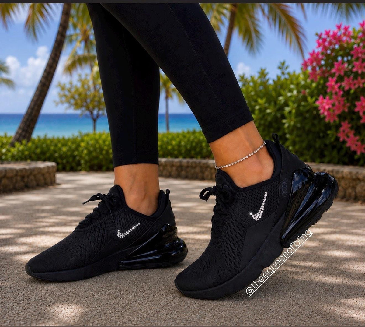 Women’s black Nike Air max 270 with Swarvoski crystals