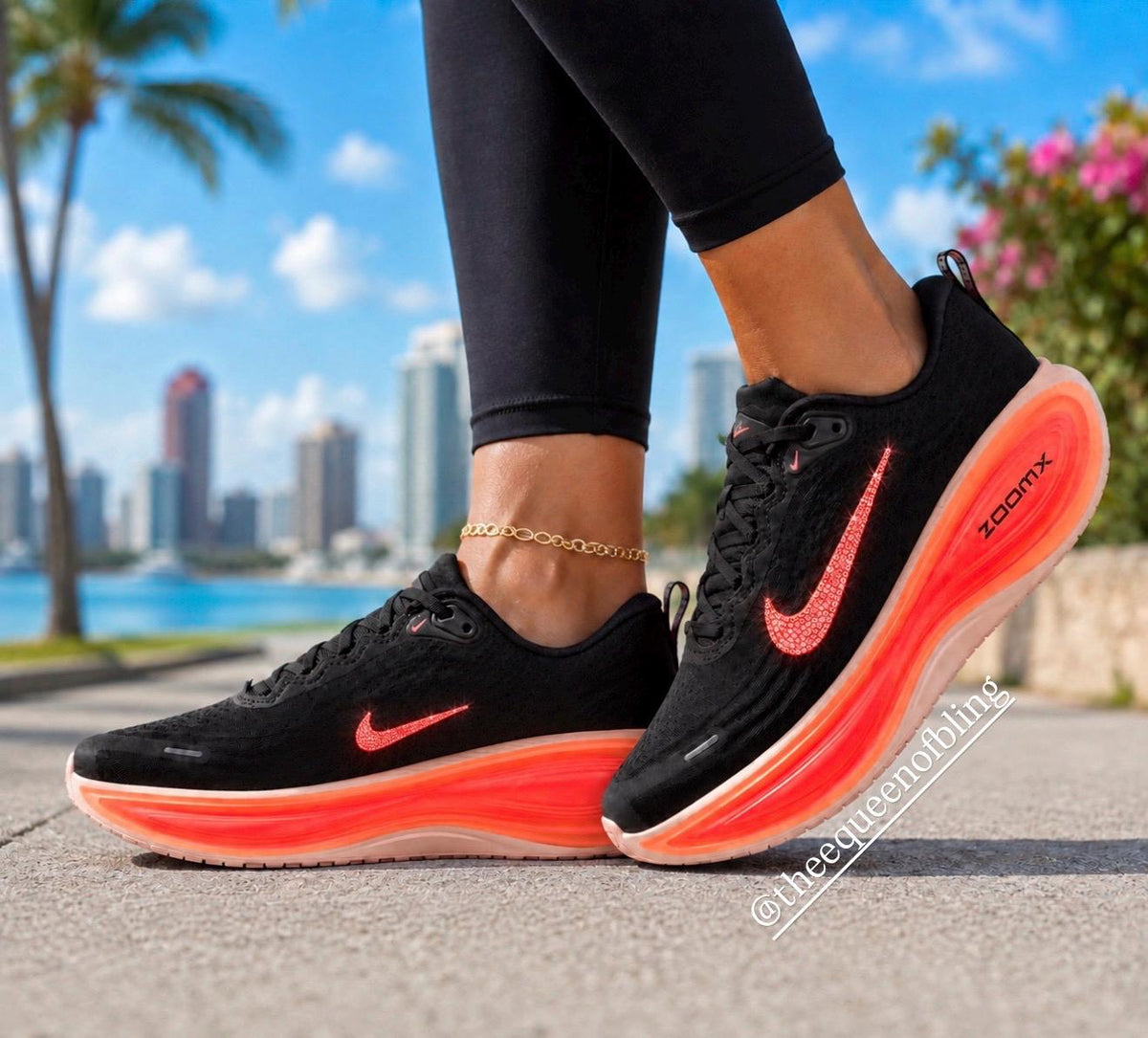 Womens Vomero Plus Black and coral with  crystals