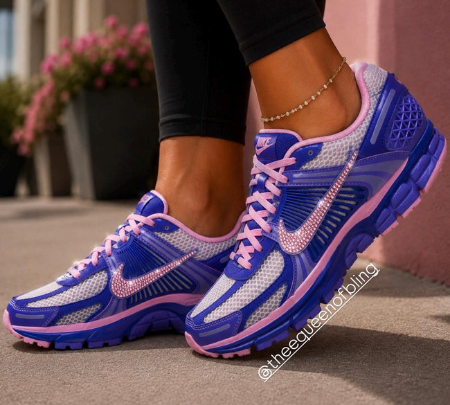 Womens pink and purple Bling Zoom Vomero 5 with Swarvoski crystals Hover Image