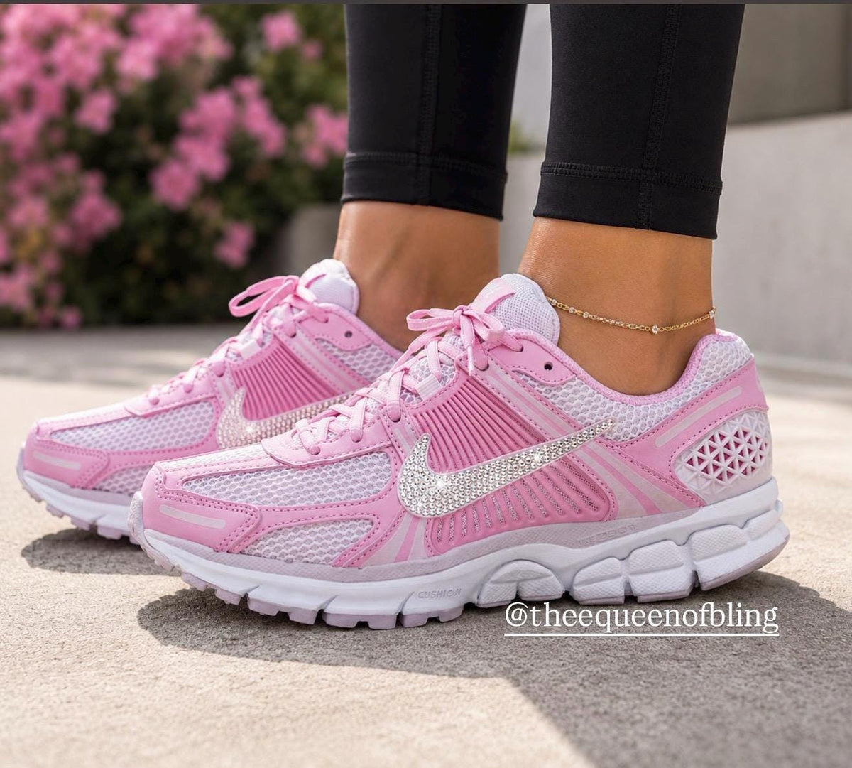 Womens pink Bling Zoom Vomero 5 with Swarvoski crystals