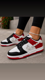 NEW! Black and red dunk low with Swarovski crystals
