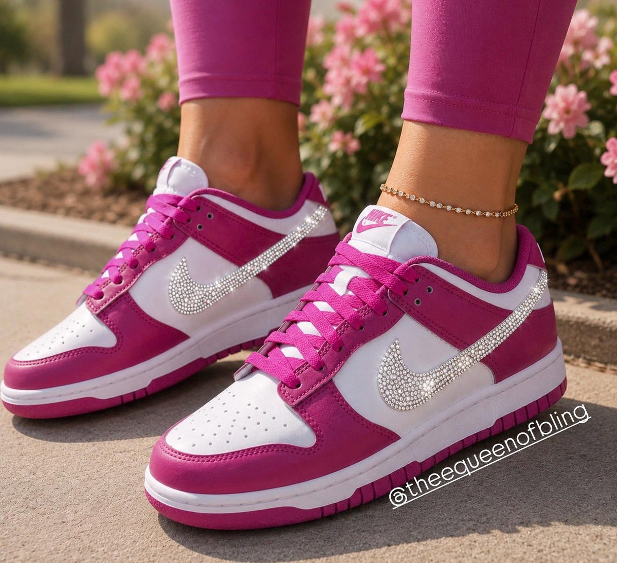 Womens fuscia dunk low embellished with Swarovski® Crystals