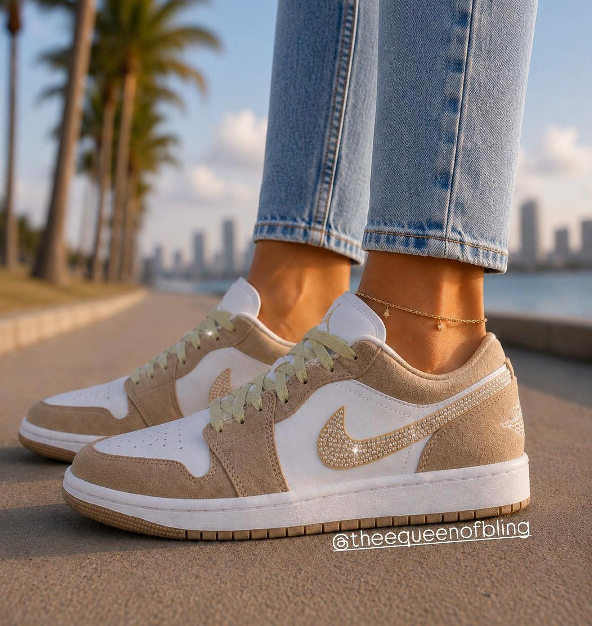 Womens Air Jordan 1 low with Swarovski crystals
